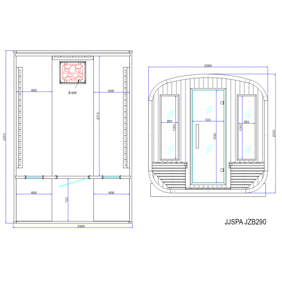JJSPA JZB290 - Vanjska bio solna sauna