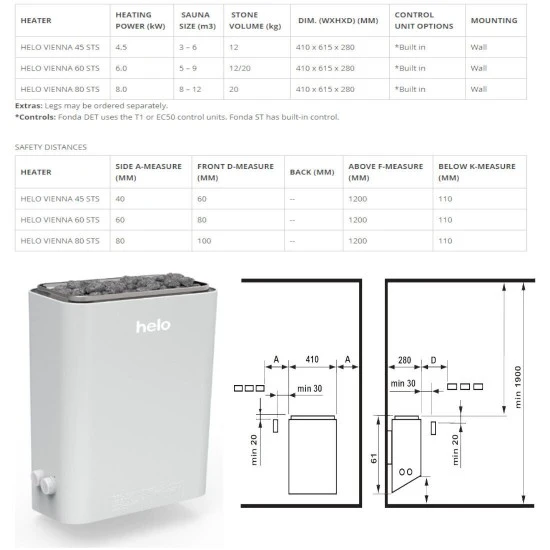 HELO VIENNA STS - Električna peć za saunu, 6 kW